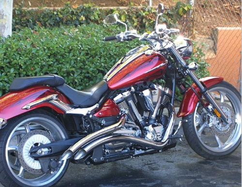 LA Choppers - LA Choppers Curved Exhaust System - Curved DD Slash-Cut - Chrome - 1810-1578