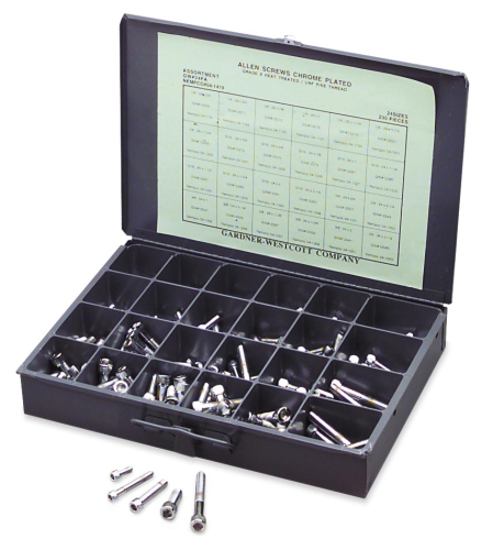 Gardner-Westcott - Gardner-Westcott Polished Chrome Allen Bolt Assortments - Coarse Thread - 24-CAP