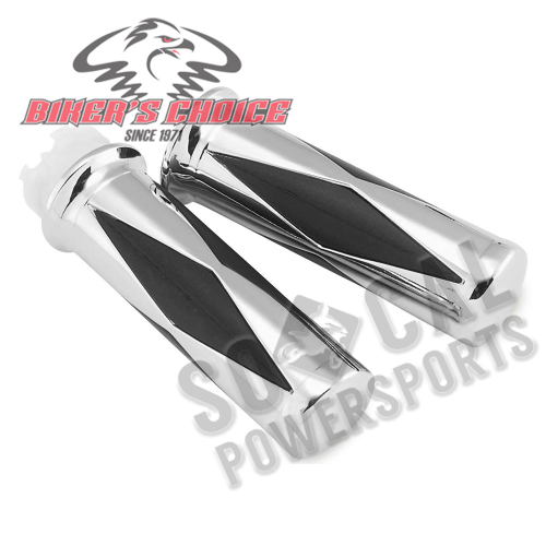 Bikers Choice - Bikers Choice Chrome-N-Cushion Diamond Grips - Single - 74421BC4