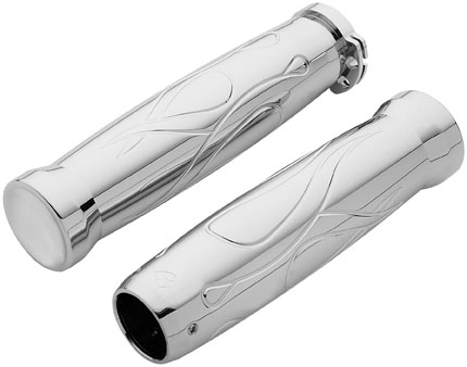 Arlen Ness - Arlen Ness Billet Grips - Flamed - Chrome - M-1014