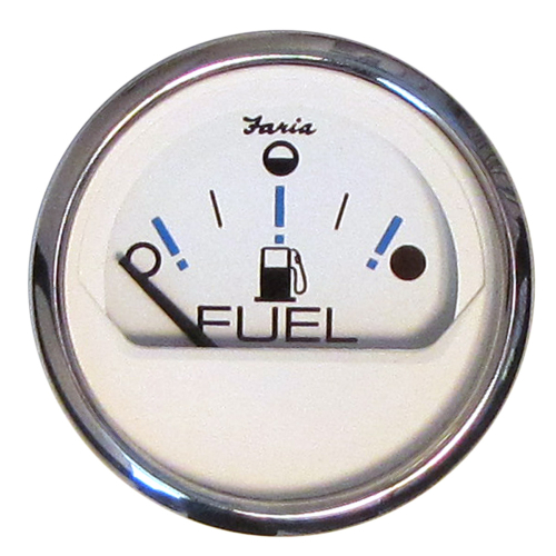 Faria Beede Instruments - Faria Chesapeake White SS 2" Fuel Level Gauge - Metric (E-1/2-F)