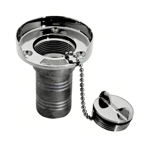 Whitecap - Whitecap Gas Hose Deck Fill w/Splash Guard - 1-1/2" Chain