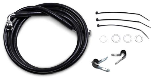 Drag Specialties - Drag Specialties Extended Stainless Steel Front Brake Line Kit - Black Vinyl Coated - 48 7/8in. - 640112-10BLK