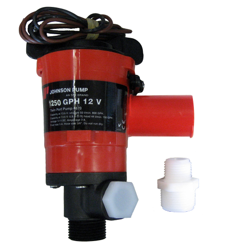 Johnson Pump - Johnson Pump Twin Port 1250 GPH Livewell Aerating Pump - 12V