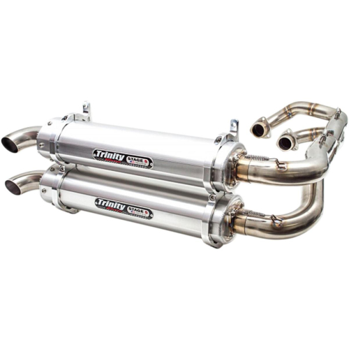 Trinity Racing - Trinity Racing Stage 5 Dual Exhaust System - Brushed Muffler - TR-4162D