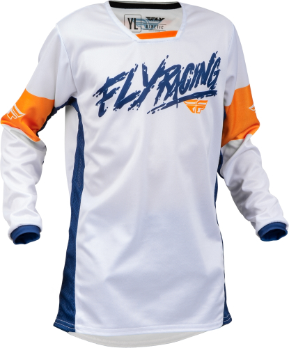 Fly Racing - Fly Racing Kinetic Khaos Youth Jersey - 376-425YL - White/Navy/Orange - Large
