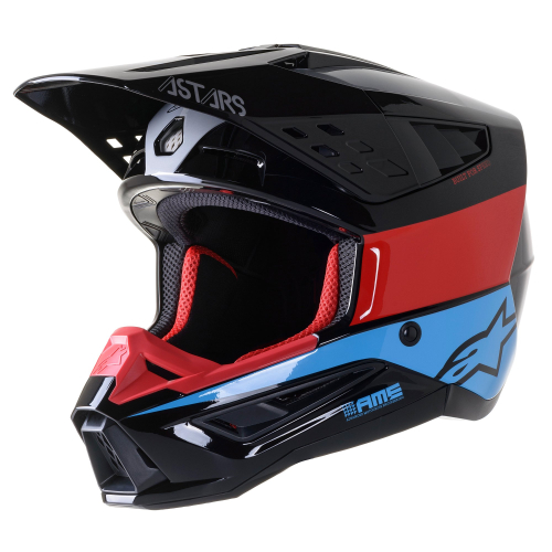 Alpinestars - Alpinestars SM5 Bond Helmet - 8303522-1377-L - Black/Red/Cyan Glossy - Large