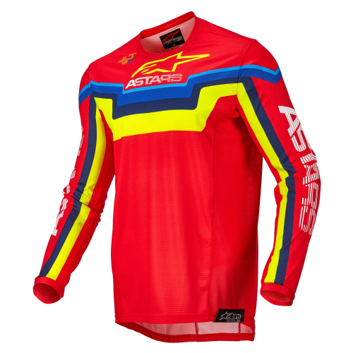 Alpinestars - Alpinestars Techstar Quadro Jersey - 3761122-3057-L - Bright Red/Yellow Fluo/Blue - Large