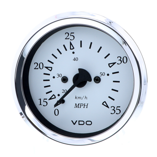 VDO - VDO Cockpit Marine 85MM (3-3/8") Pitot Speedometer - 0 to 35 MPH - White Dial/Chrome Bezel