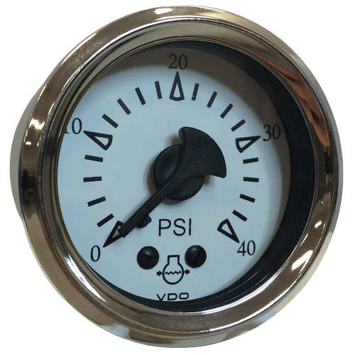 VDO - VDO Cockpit Marine 52MM (2-1/16") Mechanical Water Pressure Gauge - White Dial/Chrome Bezel