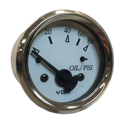 VDO - VDO Cockpit Marine 52MM (2-1/16") Oil Pressure Gauge - White Dial/Chrome Bezel