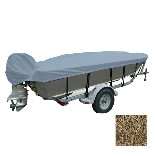 Carver by Covercraft - Carver Performance Poly-Guard Wide Series Styled-to-Fit Boat Cover f/14.5&#39; V-Hull Fishing Boats - Shadow Grass