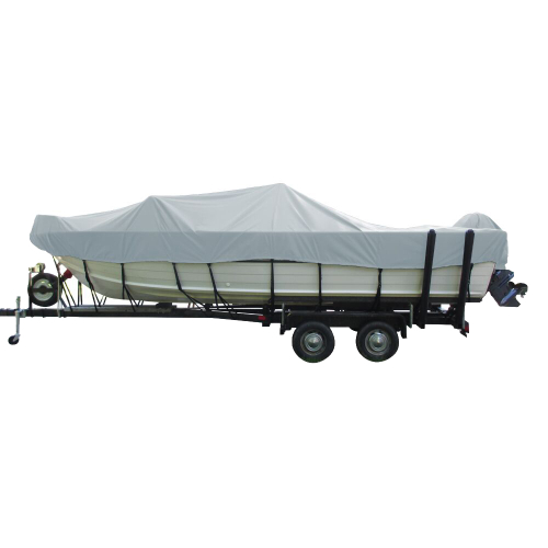 Carver by Covercraft - Carver Performance Poly-Guard Wide Series Styled-to-Fit Boat Cover f/16.5&#39; Aluminum V-Hull Boats w/Walk-Thru Windshield - Grey