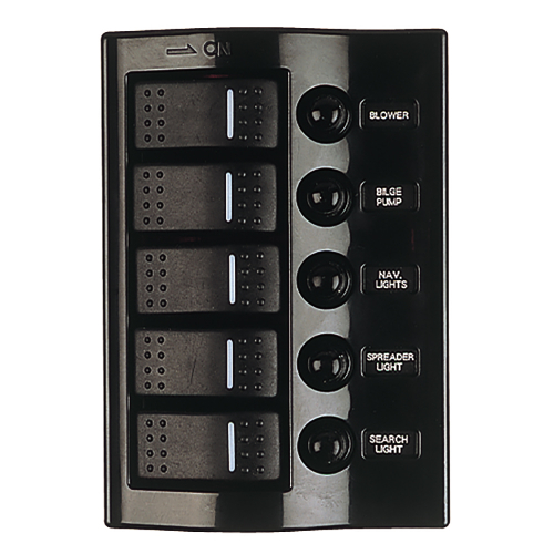 Sea-Dog - Sea-Dog Nylon Circuit Breaker Panel - 5 Circuit - Wave Style