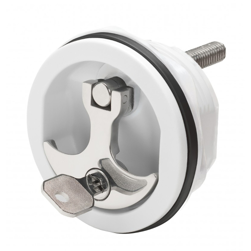 Whitecap - Whitecap Compression Handle CP Zinc/White Nylon Locking - 1/4 Turn