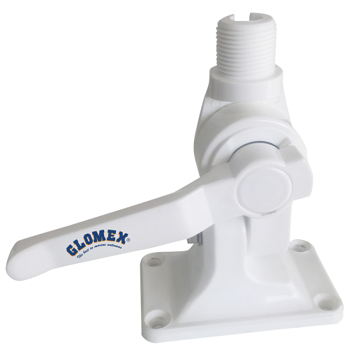 Glomex Marine Antennas - Glomex 4-Way Nylon Heavy-Duty Ratchet Mount w/Cable Slot &amp; Built-In Coax Cable Feed-Thru 1"-14 Thread
