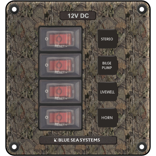 Blue Sea Systems - Blue Sea 4323 Circuit Breaker Switch Panel 4 Position - Camo