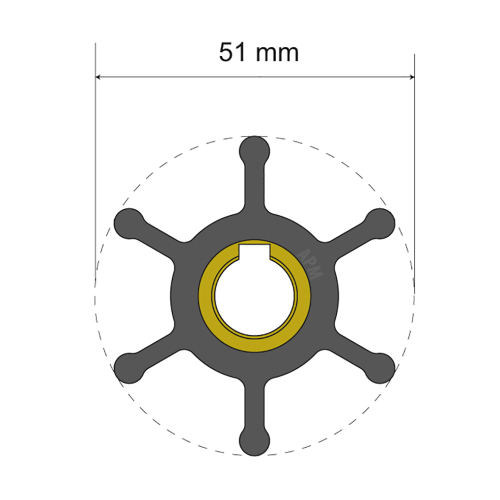 Albin Pump Marine - Albin Pump Premium Impeller Kit - 51 x 12.7 x 22mm - 6 Blade - Key Insert