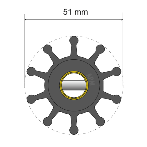 Albin Pump Marine - Albin Pump Premium Impeller Kit - 51 x 12.7 x 22mm - 10 Blade - Pin Insert