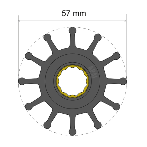 Albin Pump Marine - Albin Pump Premium Impeller Kit 57 x 16 x 48.2mm - 12 Blade - Spline Insert