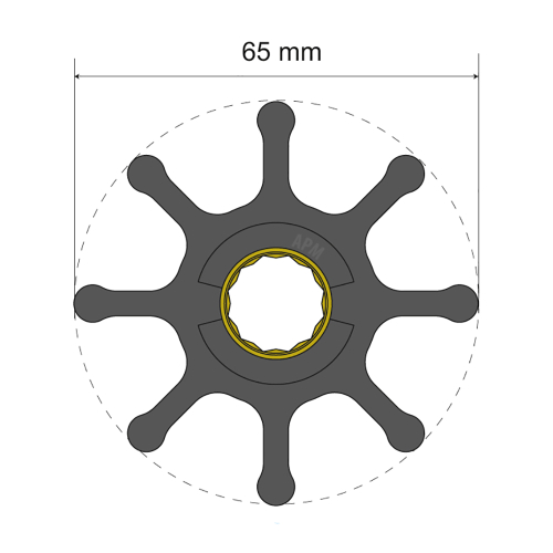 Albin Pump Marine - Albin Pump Premium Impeller Kit 65 x 16 x 50mm - 8 Blade - Spline Insert