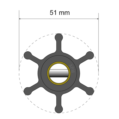 Albin Pump Marine - Albin Pump Premium Impeller Kit - 51 x 22 x 12.7mm - 6 Blade - Pin Insert