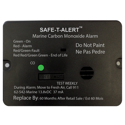 Safe-T-Alert - Safe-T-Alert 62 Series Carbon Monoxide Alarm w/Relay - 12V - 62-542-R-Marine - Flush Mount - Black