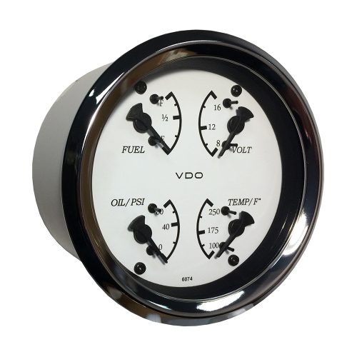 VDO - VDO Cockpit Marine 85mm (3-3/8") 4 in 1 Gauge - White Dial/Bezel