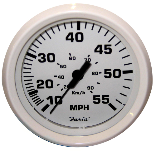 Faria Beede Instruments - Faria Dress White 4" Speedometer - 55 MPH (Pitot)