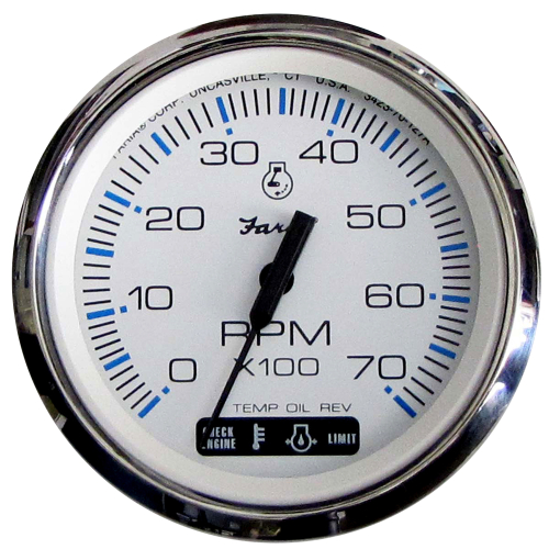 Faria Beede Instruments - Faria Chesapeake White SS 4" Tachometer w/Suzuki Monitor - 7000 RPM (Gas) (Suzuki Outboard)