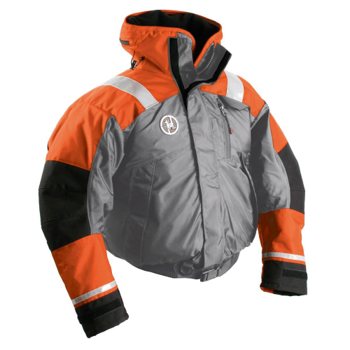 First Watch - First Watch AB-1100 Flotation Bomber Jacket - Orange/Grey - Large