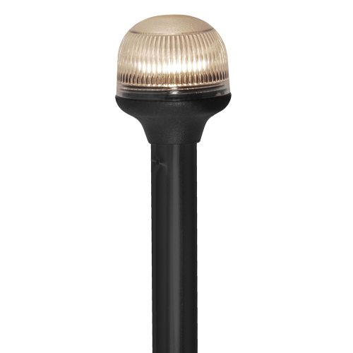 Attwood Marine - Attwood All-Around Fold-Down Incandescent Anti-Glare Lens Light - 12" Black Plastic Pole - 12V - Horizontal Comp Base