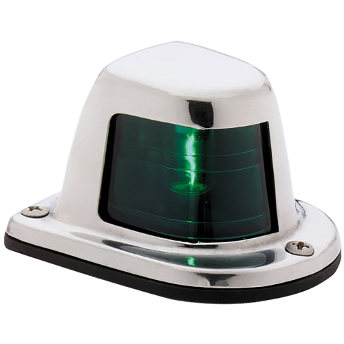 Attwood Marine - Attwood 1-Mile Deck Mount, Green Sidelight - 12V - Stainless Steel Housing