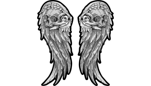 Lethal Threat - Lethal Threat Skull Wing Set Embroidered Patch - 5.25in. W x 11.50in. L - LT30241