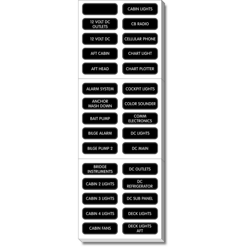 Blue Sea Systems - Blue Sea 8039 DC Panel Extended 120 Label Set