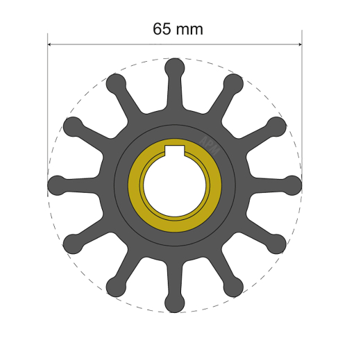 Albin Pump Marine - Albin Pump Premium Impeller Kit 65 x 15.8 x 41.5mm - 12 Blade - Key Insert