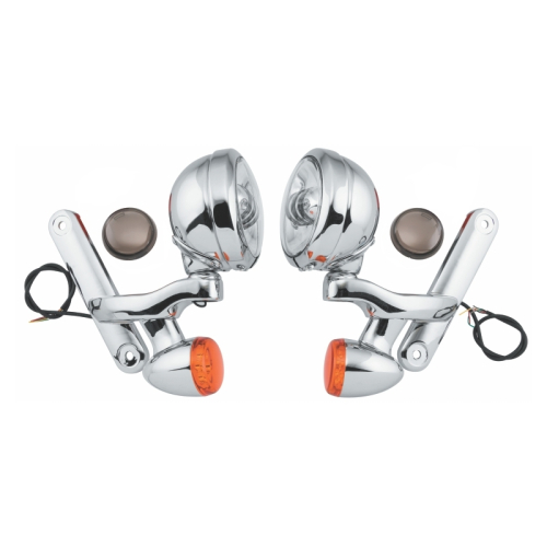 Namz - Namz Full Halo Passing Lamps with Brackets and Bullet Turn Signals - Chrome/Chrome - LLC-PLBTS-FHCC-L