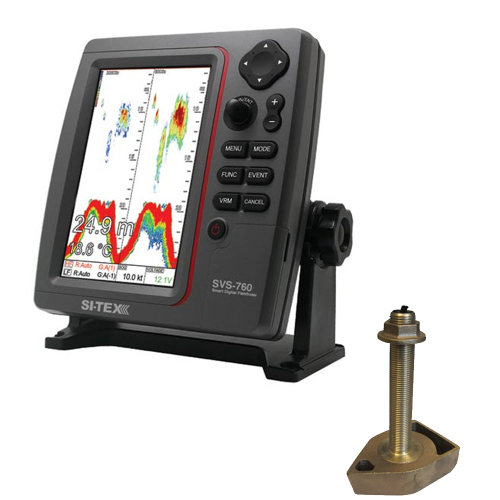 SI-TEX - SI-TEX SVS-760 Dual Frequency Sounder 600W Kit w/Bronze Thru-Hull Temp Transducer - 1700/50/200T-CX