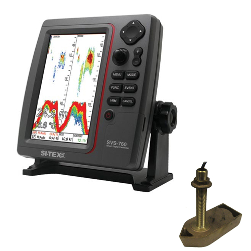 SI-TEX - SI-TEX SVS-760 Dual Frequency Sounder 600W Kit w/Bronze Thru-Hull Temp Transducer - 307/50/200T-CX