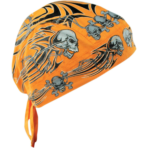 Zan Headgear - Zan Headgear Flydanna Headwrap - Z669 - Tribal Skull Orange - OSFM