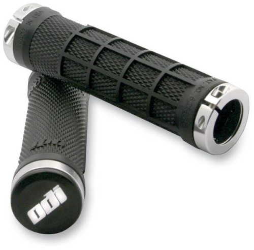 ODI - ODI ATV Ruffian Half Waffle Lock-On Grips - Black - Blue Clamp - J32RFB-U
