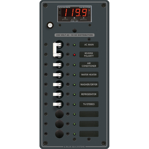Blue Sea Systems - Blue Sea 8506 Breaker Panel - AC Main + 8 Positios (European) - White