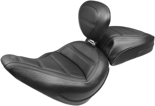 Mustang - Mustang Standard Touring Passenger Seat with Backrest - Quad Stitch - Black - 79028