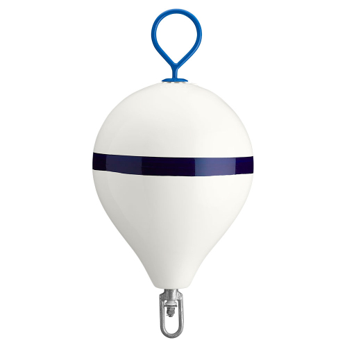 Polyform U.S. - Polyform Mooring Buoy w/Iron 17" Diameter - White Blue Stripe