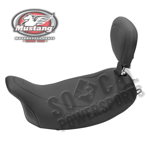Mustang - Mustang Wide Tripper Solo Seat with Driver Backrest - Smooth - Black - 79719