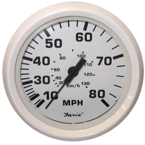 Faria Beede Instruments - Faria Dress White 4" Speedometer - 80MPH (Pitot)