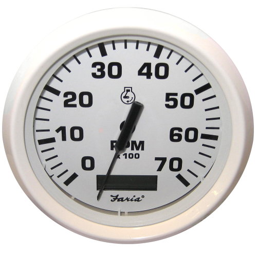 Faria Beede Instruments - Faria Dress White 4" Tachometer w/Hourmeter - 7000 RPM (Gas) (Outboard)