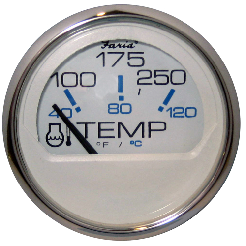 Faria Beede Instruments - Faria Chesapeake White SS 2" Water Temperature Gauge - Metric (40 to 120&deg;C)