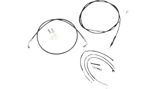 LA Choppers - LA Choppers Complete Handlebar Cable/Brake & Clutch Line/Wire Kit - Black Vinyl - LA-8156KT2-13B