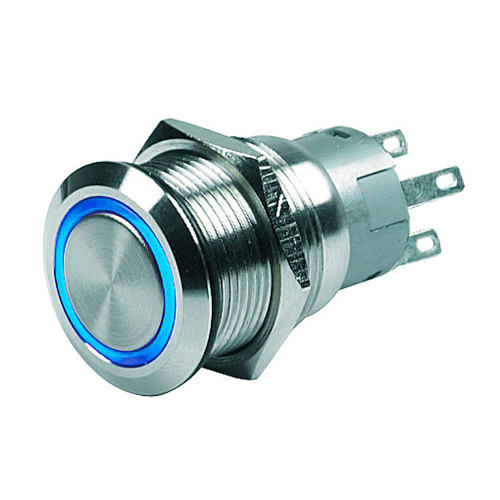 Marinco - Marinco Push Button Switch - 24V Latching On/Off - Blue LED